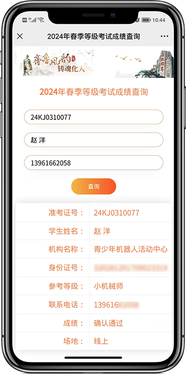 考试等级信息查询
